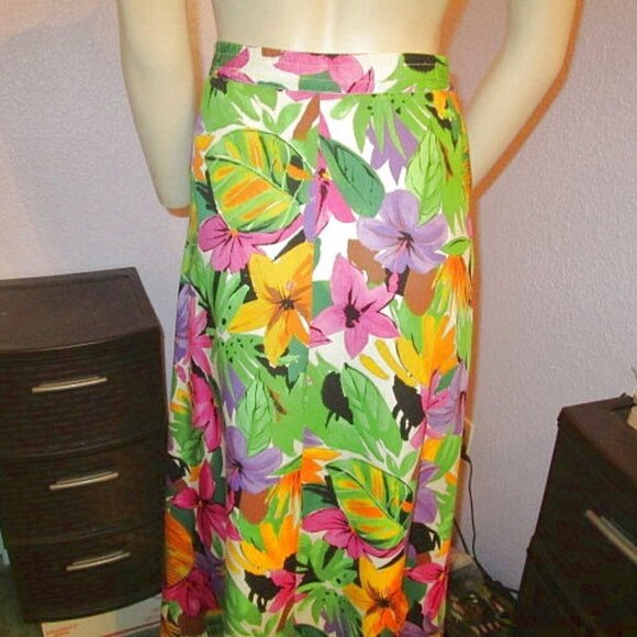 Pendleton HAWAIIAN Maxi Size 10P SKIRT Tropical POCKETS Lightweight BUTTON UP - Picture 9 of 11